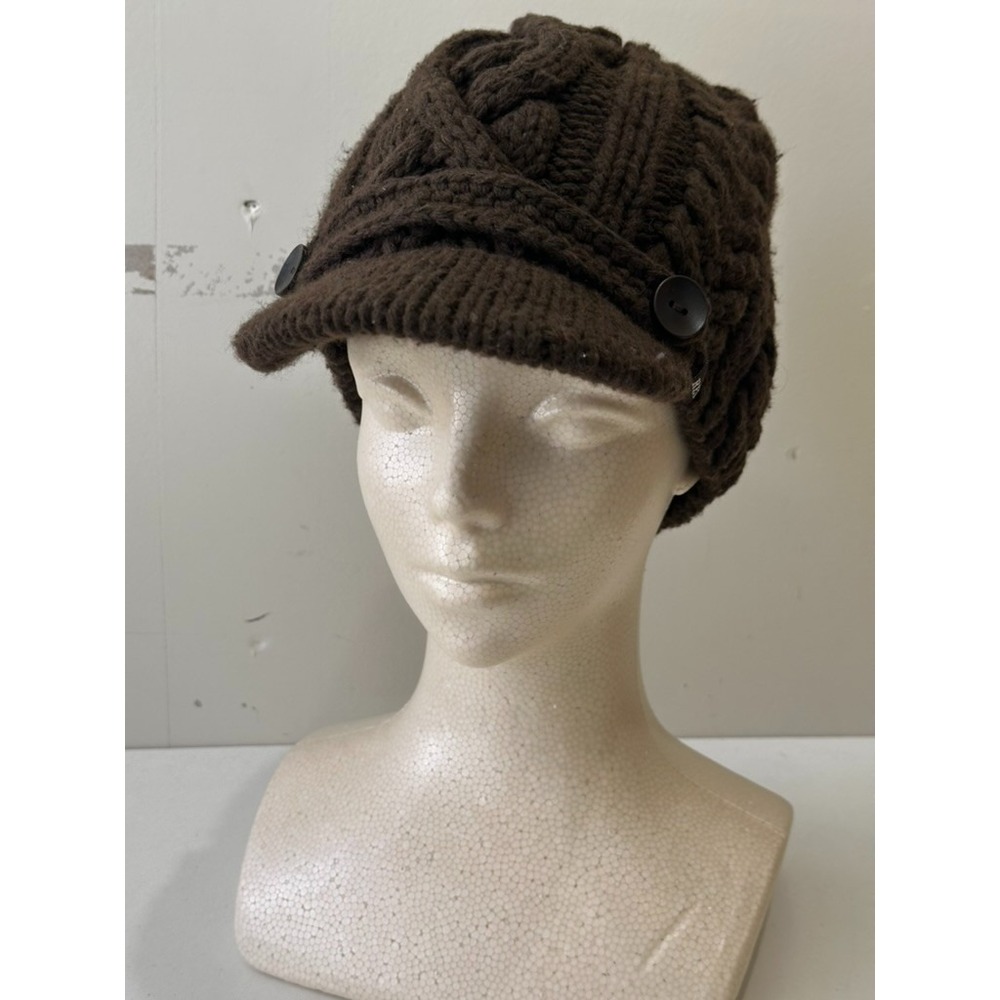 VTG REI Blend Women's Knitted Beanie Merino Wool Blend Y2K Style One Size Brown